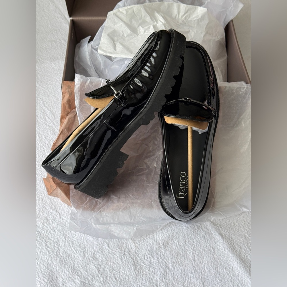 NWT Franco Sarto Senna Lug Sole Loafer Black Patent Leather Size 10 - Picture 9 of 15